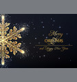 merry christmas greeting card with shiny gold vector image