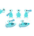 one-eyed blue alien character set with telescope vector image vector image