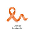 orange ribbon symbolize leukemia cancer awareness vector image