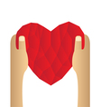 red heart abstract as low poly on hand vector image vector image