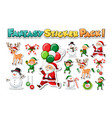 stickers pack of christmas cartoon characters vector image