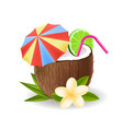 coconut cocktail icon vector image vector image