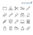 office supplies line icons editable stroke vector image vector image