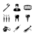 dental icons set with - tooth jaw toothbrush vector image