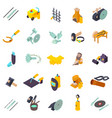 metalworking icons set isometric style vector image