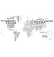 world map in typography with country names vector image