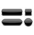 black glass 3d buttons with chrome frame set vector image vector image