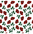vintage flowers and leaves seamless pattern retro vector image