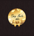 big sale -50 off golden label with round elements vector image