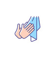 dry hands with towel rgb color icon vector image