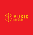 line box with note music logo design graphic vector image
