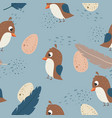 adorable little quail seamless pattern vector image vector image