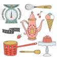 colorful collection of baking items and sweets vector image vector image