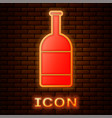 glowing neon beer bottle icon isolated on brick vector image