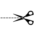 scissors silhouette and cut line vector image vector image