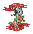 tattoo snake in rose flowers and lettering vector image vector image