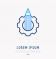 pencil in gear wheel thin line icon vector image