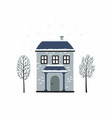 winter urban landscape card with houses and trees vector image