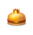 delicious burger with crown vector image vector image