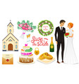 bride and groom wedding ceremony set newlyweds vector image
