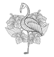 coloring page with flamingo in hibiskus entangle vector image