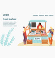 fresh fish and seafood sale market or store vector image vector image