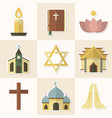 mixed religious symbols sticker set vector image