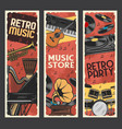 music instruments retro banners store vector image vector image