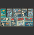 aviation air transport retro posters set vector image