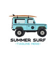 summer surfing badge design with surf car vector image vector image