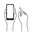 hand carrying mobile phone vector image vector image