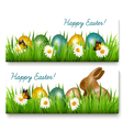 two happy easter banners with easter eggs vector image vector image