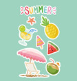 cute summer doodle stickers vector image vector image
