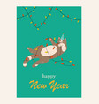 christmas cat with garland vector image vector image