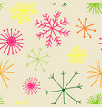 seamless pattern with funny colorful snowflakes vector image vector image
