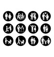family icons set in black and white vector image