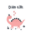 baby print with dino cute card poster template vector image