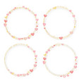 pink and golden watercolor hearts wreath frame vector image