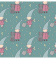 seamless pattern with cute gnome and cat vector image