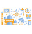 islamic culture color icons set muslim attributes vector image