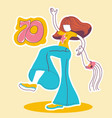 disco girl 70s colors young girl vector image