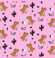 dino seamless childish pink pattern for kids vector image