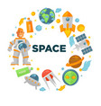 space voyage promotional emblem in shape of circle vector image