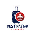 holiday travel transport suitcase logo vector image vector image