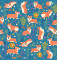 seamless pattern of cute dogs the corgi breed vector image