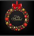 christmas postcard with wreath and ball vector image