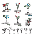 cocktail glass collection vector image