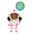 cute little black girl astronaut vector image vector image