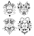 set of unusual hand draw with a male face portrait vector image