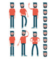 bearded flat man character in t-shirt vector image vector image